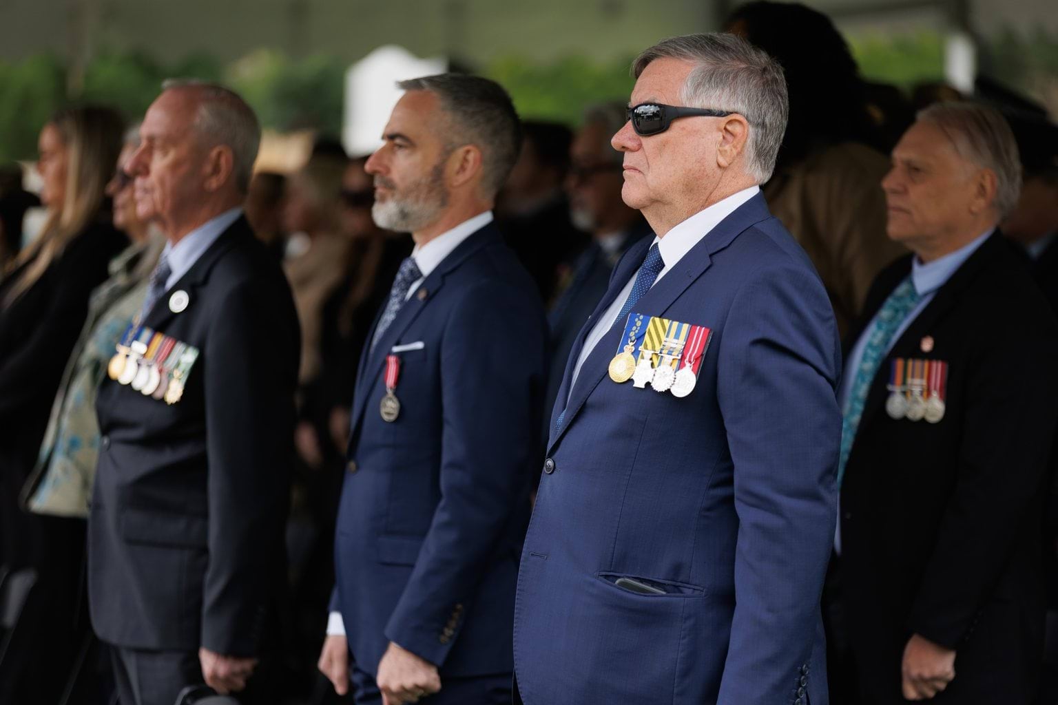 Members of Australia's Defence Force as standing in a moments silence during the 2025 Victorian Aboriginal Remembrance Service
